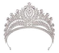 Dninmim Corona da donna Big Bride Tiara Corone per le donne Accessori per abiti da sposa per feste di nozze argento bianco