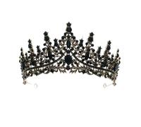 Dninmim Corona e tiara da donna vintage con strass neri accessori per capelli fascia gioielli 15