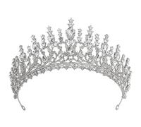 Dninmim Coroncina da donna, tiara da sposa, accessorio per capelli da sposa, gioielli per compleanni, argento e bianco