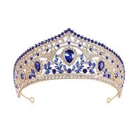 Dninmim Corone da sposa con strass da donna, diadema da principessa, accessorio per capelli da sposa, colore blu
