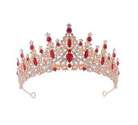 Dninmim Corone e diademi da donna con strass scintillanti, corona e diadema per sposa, gioielli per capelli da sposa, colore: rosso