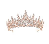 Dninmim Diademi da sposa con strass da donna, corone, copricapi, accessori per capelli, abito da sposa, gioielli, oro rosa, bianco