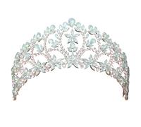 Dninmim Diademi e corone da donna con fiore per feste, compleanni, matrimoni, corona, gioielli per capelli, accessorio argento opale En8