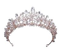 Dninmim Diademi e corone da sposa vintage con strass da donna gioielli per capelli compleanno accessori testa oro rosa bianco