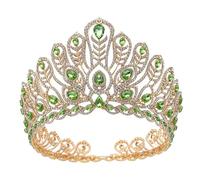 Dninmim Grande corona da sposa copricapo da sposa abito da sposa accessori gioielli per capelli oro chiaro En8