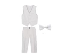 Dninmim Set di 3 canottiere per bambini, colore bianco, con papillon e papillon, costume da matrimonio per ragazzi, 8-9 anni, 25-29 kg