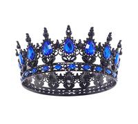 Dninmim Tiara da sposa vintage da donna, copricapo per ballo di fine anno, accessori per capelli da sposa, gioielli per capelli, blu