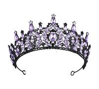 Dninmim Tiare e corone da donna per le donne gioielli da sposa gioielli per capelli corona ballo di fine anno tiara copricapo nero viola