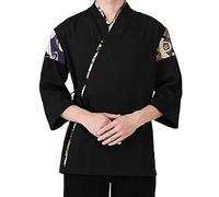 DNJKH Giacca da Cuoco Uomo, Collo a Kimono, Stampa Divisa da Cuoco per Cucina, Ristorante, Sushi