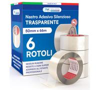 DNK TRADE Nastro Adesivo da Imballaggio Pacchi - 6 Rotoli di Nastro per Imballag