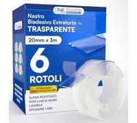 DNK TRADE Nastro Biadesivo Extra Forte Rotolo da 3 Metri, Nastro Trasparente & Lavabile, 6 Rotoli di Nastro Bioadesivo con Tecnologia Nano Micro Molecolare, 18 Metri Totali