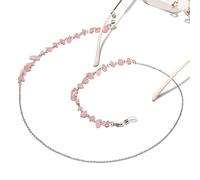 DNLKWGO Elegante catena di occhiali rosa cristallo occhiali catene occhiali da sole cinturino catena titolare per le donne, Argento, taglia unica