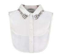 DNLKWGO Elegante Collare Finto Staccabile Con Strass Peter Pan per Donne e Ragazze, B-Bianco, Taglia Unica