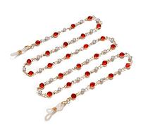 DNLKWGO Occhiali da sole a catena per occhiali da sole collana cinturino per occhiali da vista supporto per occhiali da sole catena per le donne, Rosso, Etichettalia unica