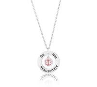 DNR Do Not Resuscitate Medical Alert Awareness - Collana in acciaio inox argento, Misura unica, Acciaio inossidabile