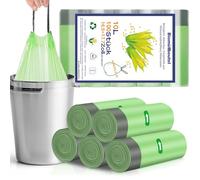 Dntorx 100 sacchetti della spazzatura con cordino da 10 l, 42 x 45 cm, resistenti agli strappi, piccoli sacchetti della spazzatura, a prova di perdite, per ufficio, casa, cucina, rifiuti alimentari