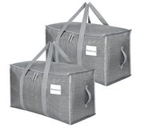 Dntorx 2 pezzi da 90 l di grandi dimensioni con coperchio, scatole di cartone pieghevoli grandi con chiusura lampo, per trasloco, campeggio, biancheria da letto