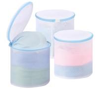 Dntorx 3 sacchetti per il lavaggio del reggiseno, per lavatrice, 18 cm x 20 cm, rete per biancheria intima (blu)