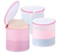 Dntorx 3 sacchetti per reggiseno, per lavatrice, 18 cm x 20 cm, rete per bucato con cerniera nascosta, rete per reggiseni, biancheria intima (rosa)