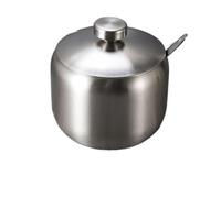 Dnyucen Zuccheriera dorata e argento con coperchio a cucchiaio, in acciaio inox, piccola contenitore per condimenti, grande capacità, per condimenti da cucina (argento, 430 ml-B)