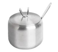 Dnyucen Zuccheriera in acciaio inox, utile zuccheriera con coperchio a cucchiaio, colore oro e argento, durevole, grande capacità, per condimenti (argento, 430 ml-A)