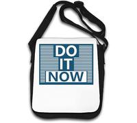 Do It Now Start Today Borsa a tracolla blu Graphic Bianco
