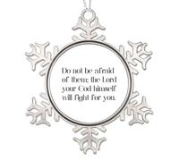 Do Not Be Afraid of Them; The Lord Your God Himself Will Fight for You Citazioni Metallo Fiocco di Neve Ornamenti di Natale per la decorazione dell'albero di Natale Calza Stuffer Vacanza Ricordo