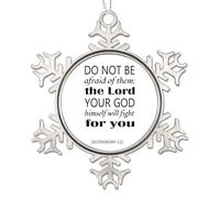 Do Not Be Afraid of Them; The Lord Your God Himself Will Fight for You Citazioni Metallo Fiocco di Neve Ornamenti di Natale per la decorazione dell'albero di Natale Calza Stuffer Vacanza Ricordo