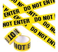 Do not enter Tape, nastro adesivo di sicurezza giallo senza residui, 2 x 25 m nastri di sicurezza con testo nero in grassetto per costruzioni, aree di pericolo, decorazioni per feste di Halloween