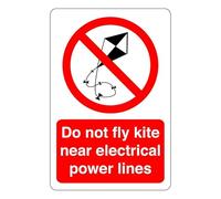 Do not fly aquilone vicino alle linee elettriche: segnaletica di sicurezza in faggio - 1,2 mm plastica rigida per uso interno/esterno (150 mm x 100 mm) Distanza di visualizzazione entro 3 m.