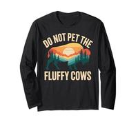 Do Not Pet The Fluffy Cows Funny Bisonte Escursionismo Art Maglia a Manica
