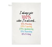 Do Sempre 100% Al Lavoro Asciugamano Da Cucina - Battuta Divertente Pigro