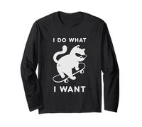 Do What I Want Cat Skateboard Cat Mom Sarcastic Humor Maglia a Manica