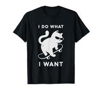Do What I Want Cat Skateboard Cat Mom Sarcastic Humor Maglietta