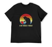 Do What I Want Cat T-Shirt for Cat Lovers Gift Unisex Tee Vintage Fur Meow Black S
