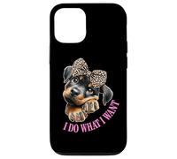 Do What I Want Leopard Print Bow Girl Rottweiler Puppy Lover Custodia per iPhone 12/12 Pro