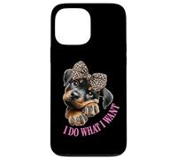 Do What I Want Leopard Print Bow Girl Rottweiler Puppy Lover Custodia per iPhone 13 Pro Max