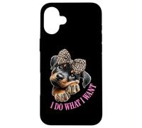 Do What I Want Leopard Print Bow Girl Rottweiler Puppy Lover Custodia per iPhone 16 Plus