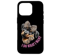 Do What I Want Leopard Print Bow Girl Rottweiler Puppy Lover Custodia per iPhone 16 Pro