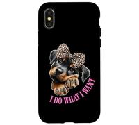 Do What I Want Leopard Print Bow Girl Rottweiler Puppy Lover Custodia per iPhone X/XS