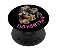 Do What I Want Leopard Print Bow Girl Rottweiler Puppy Lover PopSockets PopGrip Adesivo