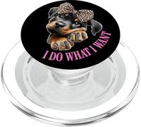 Do What I Want Leopard Print Bow Girl Rottweiler Puppy Lover PopSockets PopGrip per MagSafe