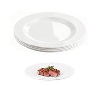 Doafoce 4 Piatti Piani 25cm Bianchi Servizio da Tavola Grandi Moderni Set Piatti Plastica Rigida Lavabili
