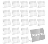 Doafoce 50 Pezzi Porta Etichette Trasparente(6 * 4,3 cm) | Mini Porta Cartellino del Prezzo Supporti a Forma di L per Visualizzare i Prezzi per Panetterie/Negozi di Alimentari/scaffali