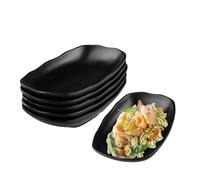 Doafoce 6 Pezzi Piatti Neri Moderni Piatti da Portata Vassoi Piccolo Piatti Plastica Melamina per Sushi, Antipasti, Dessert, Insalata, 19,2 x 12 x 3,2 cm