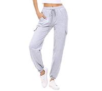 Doaraha Pantaloni Sportivi Donna Cotone Larghi Pantaloni Tuta Donna Morbido con 4 Tasches Comodo e Leggero Adatto per Jogger Fare Ginnastica Jogging e a Casa Taglie Forti S-XXL