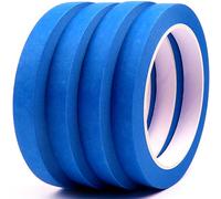 DOAY Nastro per pittura blu, 12 mm x 27 m (4 rotoli) - Nastro crespo per lavori di pittura e ristrutturazione, nastro adesivo per verniciare, verniciare, facile da rimuovere