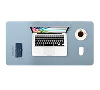 DOBAOJIA Tappetino per Mouse Grande Mouse Pad Mat XL Sottomano da Ufficio Tappetino da Tavolo Pad per Scrivania Laptop, Pelle PU Impermeabile + Scamosciata Antiscivolo 80 x 40cm (Blu Grigiastro)