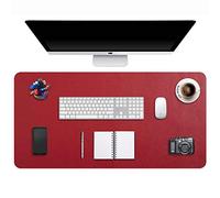DOBAOJIA Tappetino per Mouse Grande Mouse Pad Mat XXL Sottomano da Ufficio Tappetino da Tavolo Pad per Scrivania Laptop, Pelle PU Impermeabile + Scamosciata Antiscivolo 90 x 43 cm (Rosso Bordeaux)