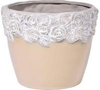 dobar 10455e Vaso da Fiori Classico, da Tavolo, Decorato per Esterni, in Ceramica, per Interni, Esterni, Decorazione da Tavolo per casa, Giardino, terrazza, 18,5 x 18,5 x 15 cm, Bicolore